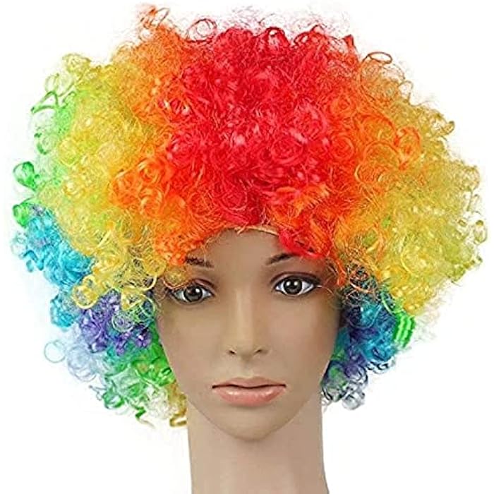 Wonka Generic Halloween Clown Disco and Fans - Multicolored Wig - Image 1